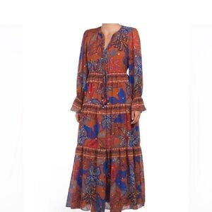 House of Harlow 1960 Floral Long Sleeve Dress - Blue and Orange